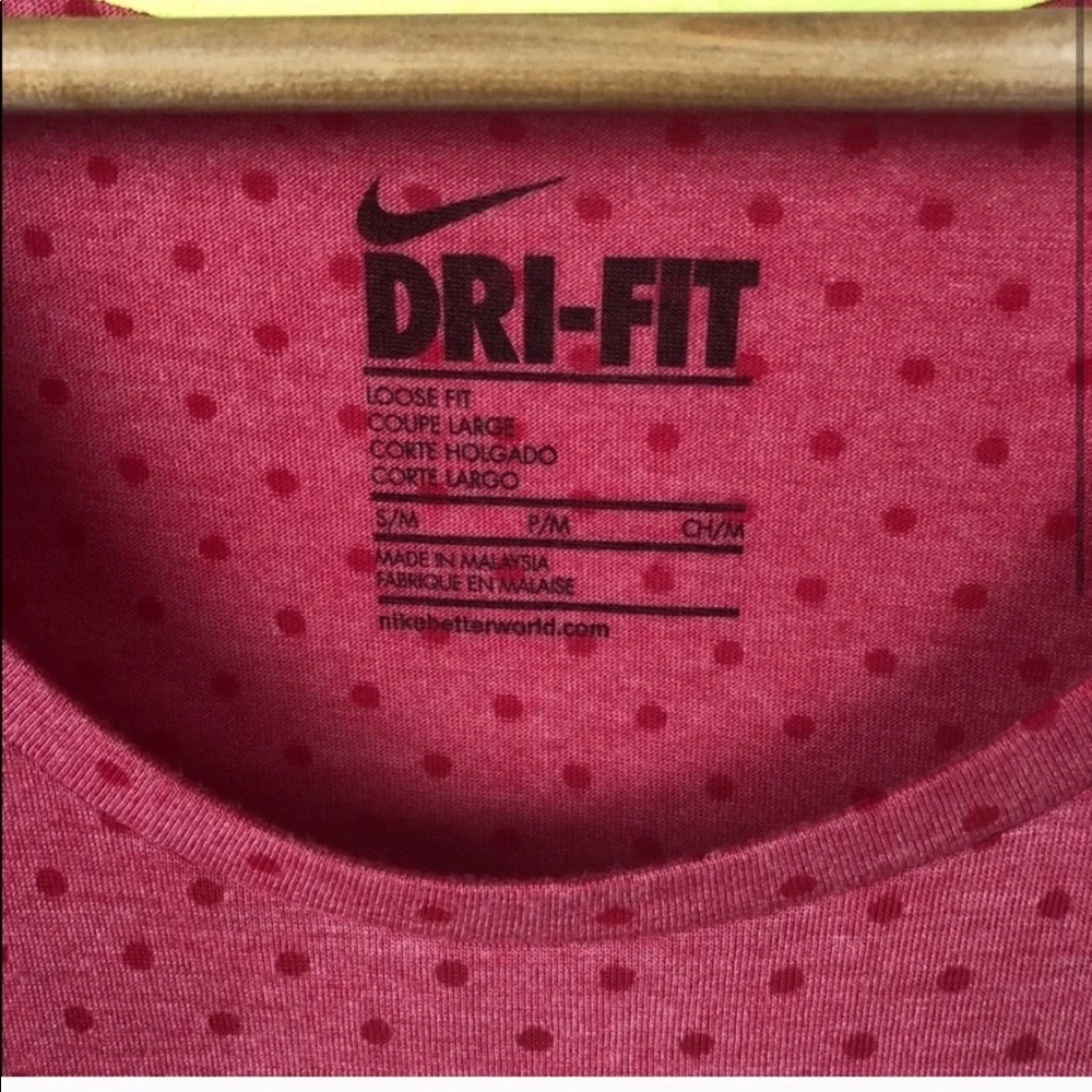 Nike Red Polka Dot Dri Fit Short Sleeve Tee Shirt - Picture 4 of 6